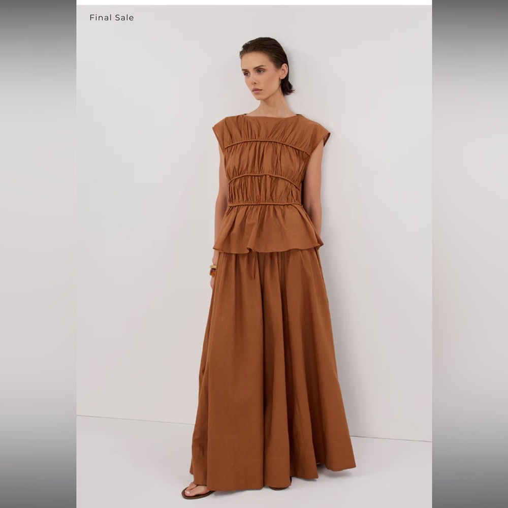 Dissh Flyyn Rust Linen Skirt and Top Set